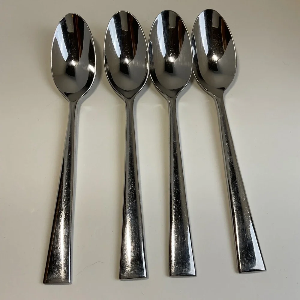 Yamazaki Lerner Float Stainless Oval Soup Spoons Set of 4 Silver Flat  7.5in